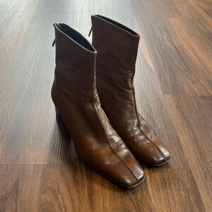 Stuart Weitzman leather square toe heeled ankle boots